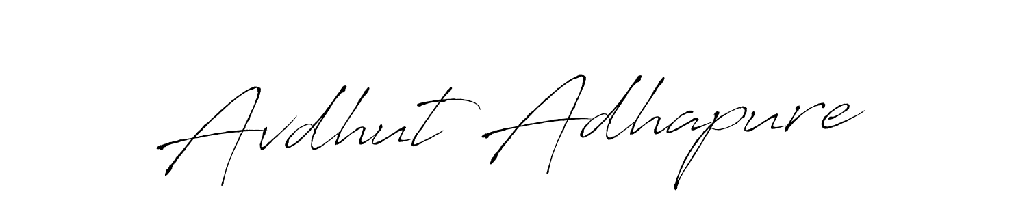 The best way (Antro_Vectra) to make a short signature is to pick only two or three words in your name. The name Avdhut Adhapure include a total of six letters. For converting this name. Avdhut Adhapure signature style 6 images and pictures png