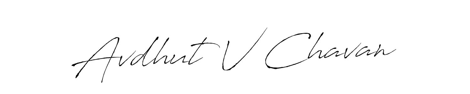 How to make Avdhut V Chavan name signature. Use Antro_Vectra style for creating short signs online. This is the latest handwritten sign. Avdhut V Chavan signature style 6 images and pictures png