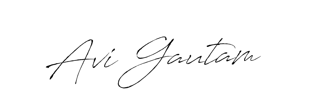 How to make Avi Gautam name signature. Use Antro_Vectra style for creating short signs online. This is the latest handwritten sign. Avi Gautam signature style 6 images and pictures png