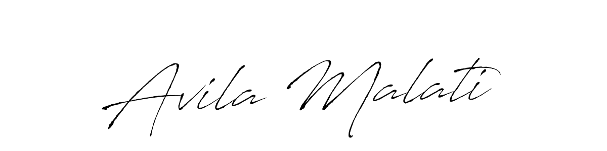 How to make Avila Malati name signature. Use Antro_Vectra style for creating short signs online. This is the latest handwritten sign. Avila Malati signature style 6 images and pictures png