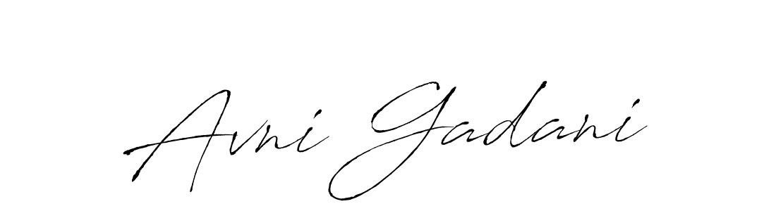 How to make Avni Gadani name signature. Use Antro_Vectra style for creating short signs online. This is the latest handwritten sign. Avni Gadani signature style 6 images and pictures png