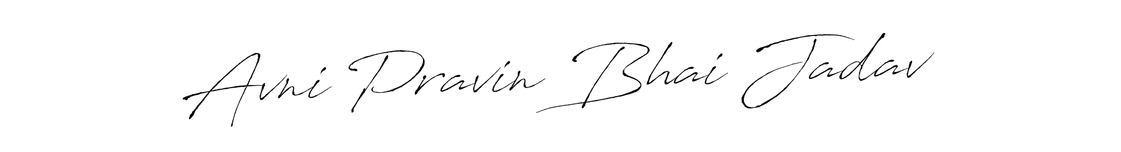 The best way (Antro_Vectra) to make a short signature is to pick only two or three words in your name. The name Avni Pravin Bhai Jadav include a total of six letters. For converting this name. Avni Pravin Bhai Jadav signature style 6 images and pictures png