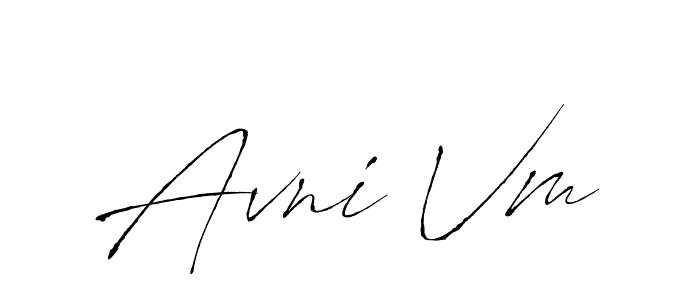 Make a beautiful signature design for name Avni Vm. With this signature (Antro_Vectra) style, you can create a handwritten signature for free. Avni Vm signature style 6 images and pictures png