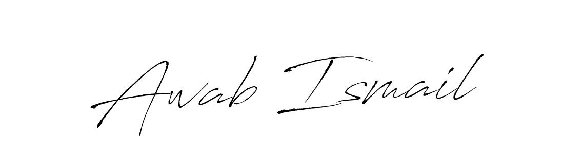 How to make Awab Ismail name signature. Use Antro_Vectra style for creating short signs online. This is the latest handwritten sign. Awab Ismail signature style 6 images and pictures png