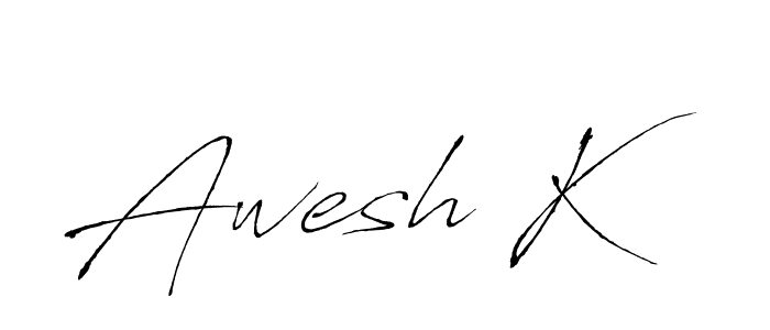 How to make Awesh K name signature. Use Antro_Vectra style for creating short signs online. This is the latest handwritten sign. Awesh K signature style 6 images and pictures png