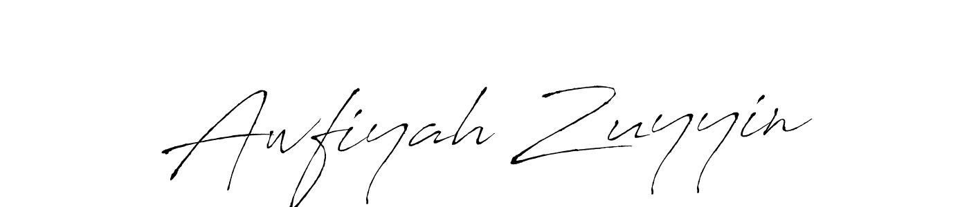 Antro_Vectra is a professional signature style that is perfect for those who want to add a touch of class to their signature. It is also a great choice for those who want to make their signature more unique. Get Awfiyah Zuyyin name to fancy signature for free. Awfiyah Zuyyin signature style 6 images and pictures png