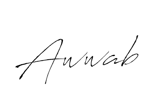 Design your own signature with our free online signature maker. With this signature software, you can create a handwritten (Antro_Vectra) signature for name Awwab. Awwab signature style 6 images and pictures png