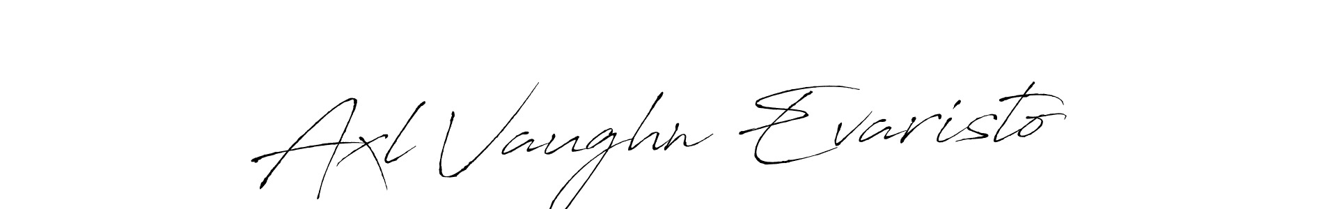 It looks lik you need a new signature style for name Axl Vaughn Evaristo. Design unique handwritten (Antro_Vectra) signature with our free signature maker in just a few clicks. Axl Vaughn Evaristo signature style 6 images and pictures png