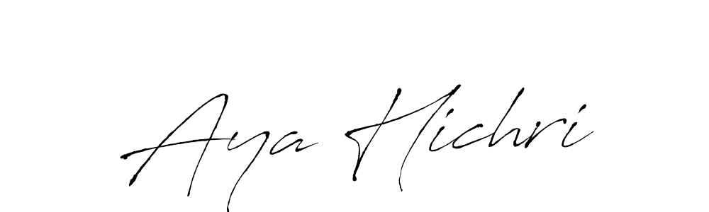 Design your own signature with our free online signature maker. With this signature software, you can create a handwritten (Antro_Vectra) signature for name Aya Hichri. Aya Hichri signature style 6 images and pictures png