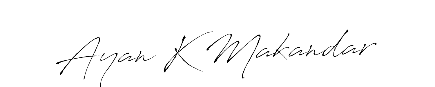 You should practise on your own different ways (Antro_Vectra) to write your name (Ayan K Makandar) in signature. don't let someone else do it for you. Ayan K Makandar signature style 6 images and pictures png