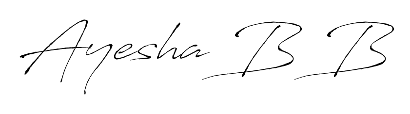 Stand out with a creative autograph for Ayesha B B. The Antro_Vectra styling blends modern aesthetics with classic signature flourishes. Ayesha B B signature style 6 images and pictures png