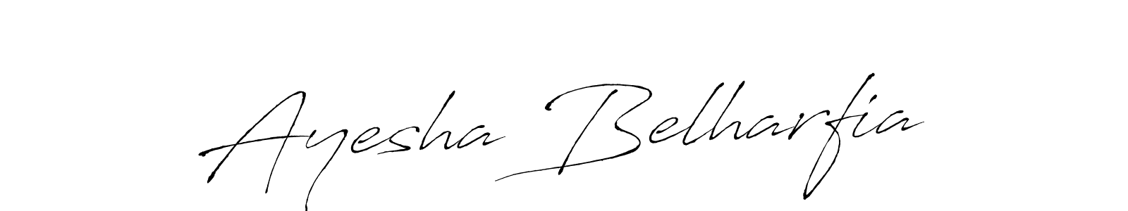 This is the best signature style for the Ayesha Belharfia name. Also you like these signature font (Antro_Vectra). Mix name signature. Ayesha Belharfia signature style 6 images and pictures png