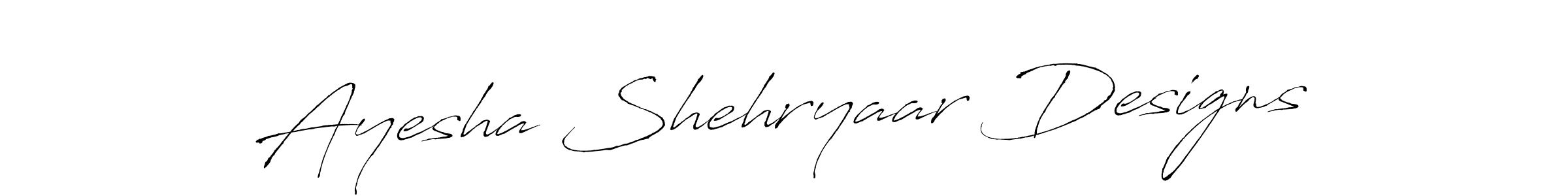 Create a beautiful signature design for name Ayesha Shehryaar Designs. With this signature (Antro_Vectra) fonts, you can make a handwritten signature for free. Ayesha Shehryaar Designs signature style 6 images and pictures png