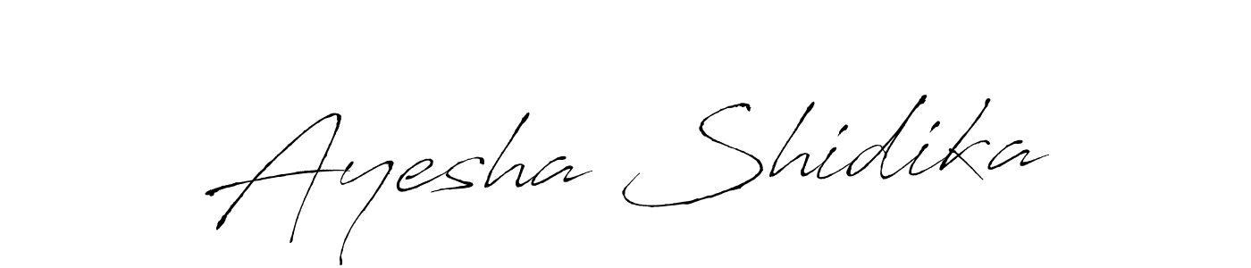 How to make Ayesha Shidika name signature. Use Antro_Vectra style for creating short signs online. This is the latest handwritten sign. Ayesha Shidika signature style 6 images and pictures png