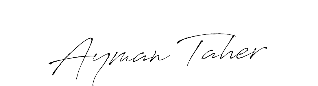 Make a beautiful signature design for name Ayman Taher. With this signature (Antro_Vectra) style, you can create a handwritten signature for free. Ayman Taher signature style 6 images and pictures png