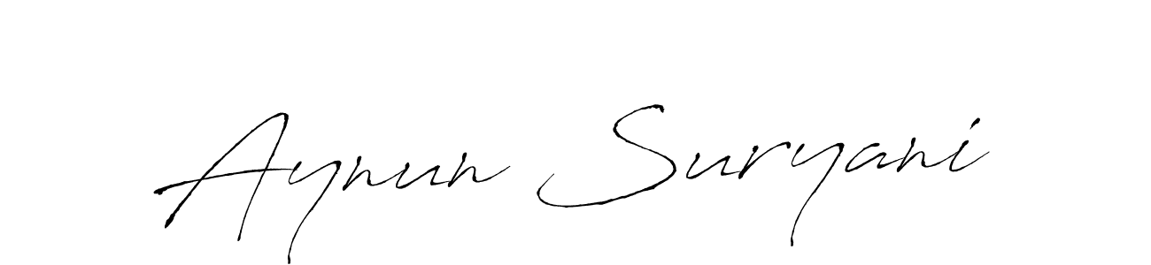This is the best signature style for the Aynun Suryani name. Also you like these signature font (Antro_Vectra). Mix name signature. Aynun Suryani signature style 6 images and pictures png