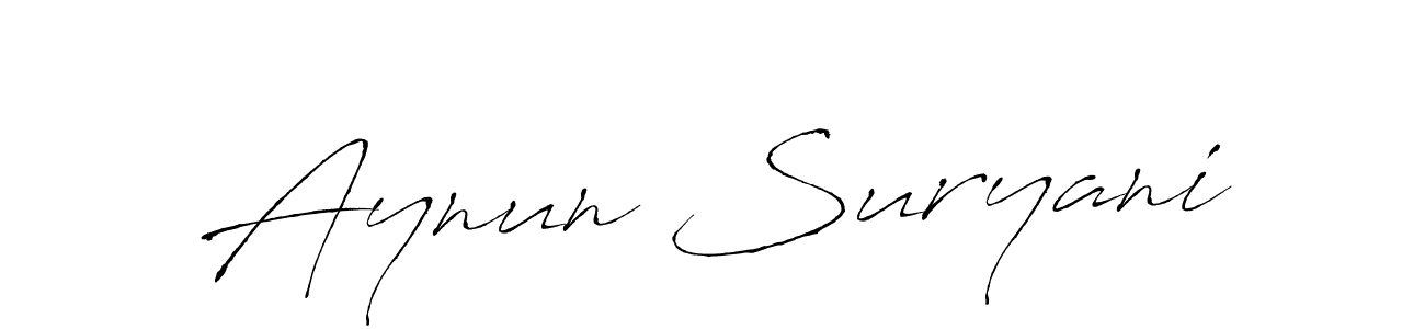 How to make Aynun Suryani name signature. Use Antro_Vectra style for creating short signs online. This is the latest handwritten sign. Aynun Suryani signature style 6 images and pictures png