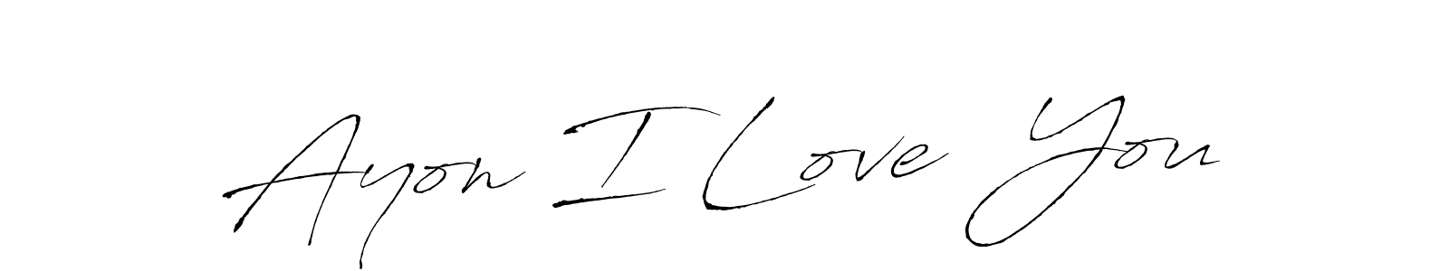 The best way (Antro_Vectra) to make a short signature is to pick only two or three words in your name. The name Ayon I Love  You include a total of six letters. For converting this name. Ayon I Love  You signature style 6 images and pictures png