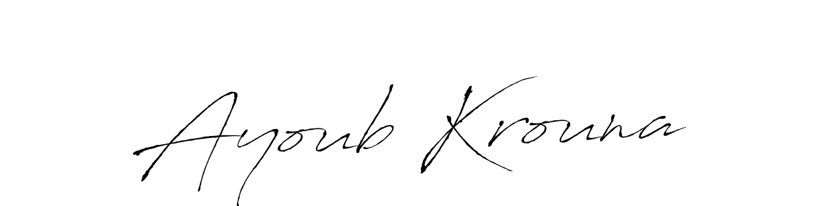 Also You can easily find your signature by using the search form. We will create Ayoub Krouna name handwritten signature images for you free of cost using Antro_Vectra sign style. Ayoub Krouna signature style 6 images and pictures png