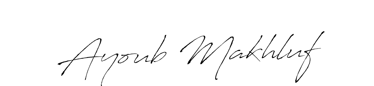 The best way (Antro_Vectra) to make a short signature is to pick only two or three words in your name. The name Ayoub Makhluf include a total of six letters. For converting this name. Ayoub Makhluf signature style 6 images and pictures png
