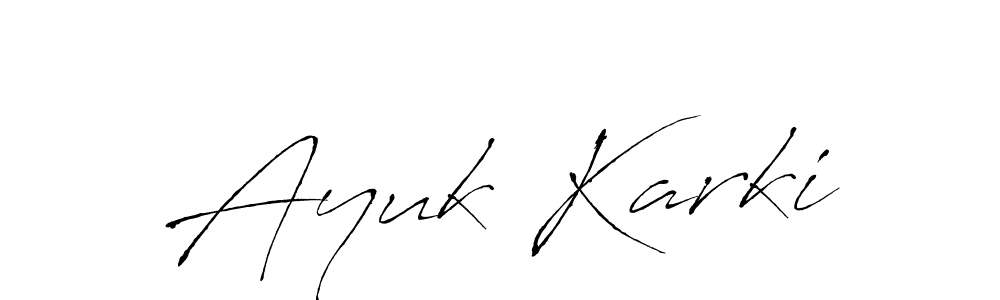 Create a beautiful signature design for name Ayuk Karki. With this signature (Antro_Vectra) fonts, you can make a handwritten signature for free. Ayuk Karki signature style 6 images and pictures png