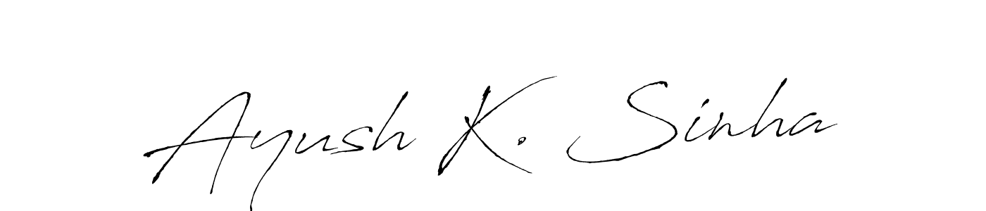 if you are searching for the best signature style for your name Ayush K. Sinha. so please give up your signature search. here we have designed multiple signature styles  using Antro_Vectra. Ayush K. Sinha signature style 6 images and pictures png