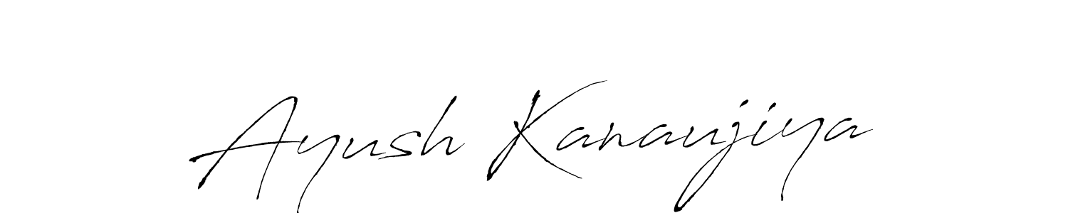 How to make Ayush Kanaujiya name signature. Use Antro_Vectra style for creating short signs online. This is the latest handwritten sign. Ayush Kanaujiya signature style 6 images and pictures png