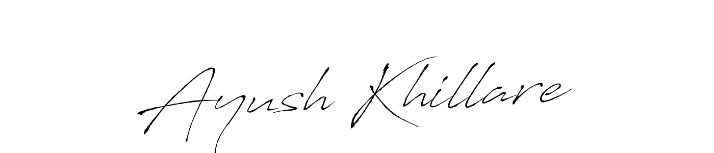 How to make Ayush Khillare name signature. Use Antro_Vectra style for creating short signs online. This is the latest handwritten sign. Ayush Khillare signature style 6 images and pictures png