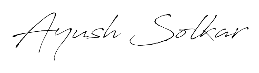 A modern signature idea for name Ayush Solkar using Antro_Vectra font. Clean strokes and elegant curves make it stand out instantly. Ayush Solkar signature style 6 images and pictures png