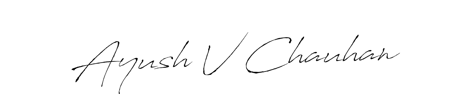 Create a beautiful signature design for name Ayush V Chauhan. With this signature (Antro_Vectra) fonts, you can make a handwritten signature for free. Ayush V Chauhan signature style 6 images and pictures png