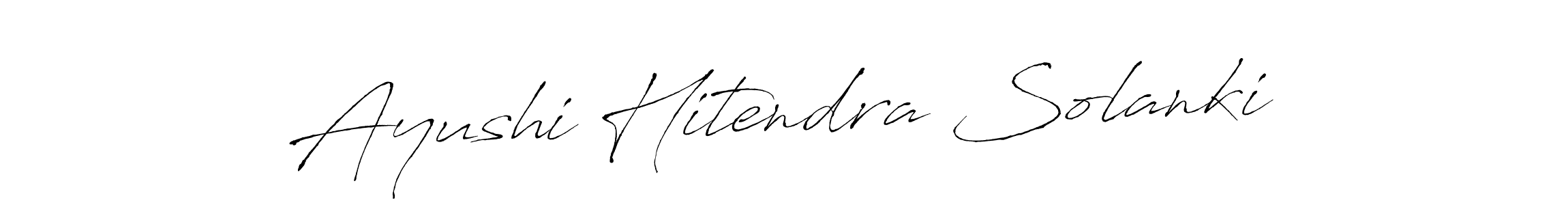 Create a beautiful signature design for name Ayushi Hitendra Solanki. With this signature (Antro_Vectra) fonts, you can make a handwritten signature for free. Ayushi Hitendra Solanki signature style 6 images and pictures png