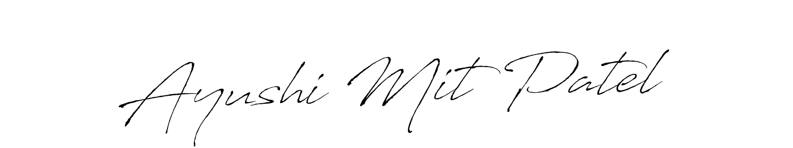 How to make Ayushi Mit Patel name signature. Use Antro_Vectra style for creating short signs online. This is the latest handwritten sign. Ayushi Mit Patel signature style 6 images and pictures png