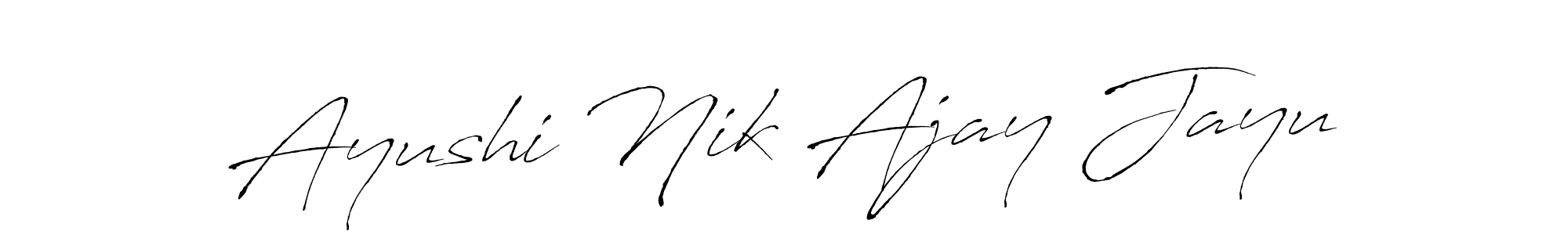 This is the best signature style for the Ayushi Nik Ajay Jayu name. Also you like these signature font (Antro_Vectra). Mix name signature. Ayushi Nik Ajay Jayu signature style 6 images and pictures png