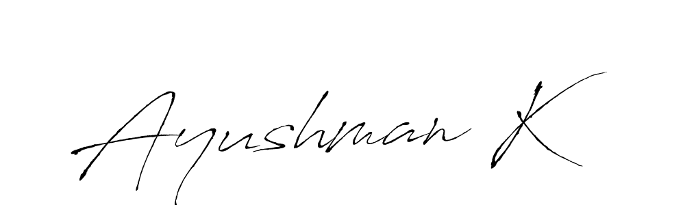 Make a beautiful signature design for name Ayushman K. With this signature (Antro_Vectra) style, you can create a handwritten signature for free. Ayushman K signature style 6 images and pictures png