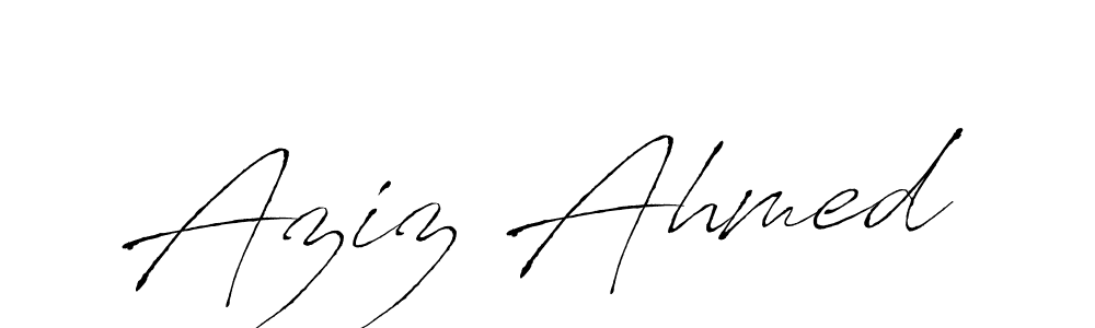 How to make Aziz Ahmed name signature. Use Antro_Vectra style for creating short signs online. This is the latest handwritten sign. Aziz Ahmed signature style 6 images and pictures png