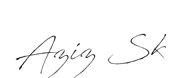 Make a beautiful signature design for name Aziz Sk. With this signature (Antro_Vectra) style, you can create a handwritten signature for free. Aziz Sk signature style 6 images and pictures png