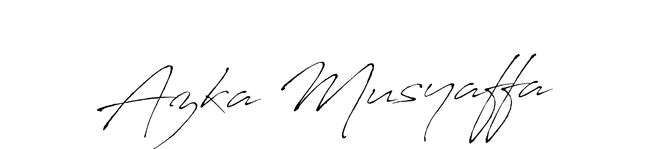 The best way (Antro_Vectra) to make a short signature is to pick only two or three words in your name. The name Azka Musyaffa include a total of six letters. For converting this name. Azka Musyaffa signature style 6 images and pictures png