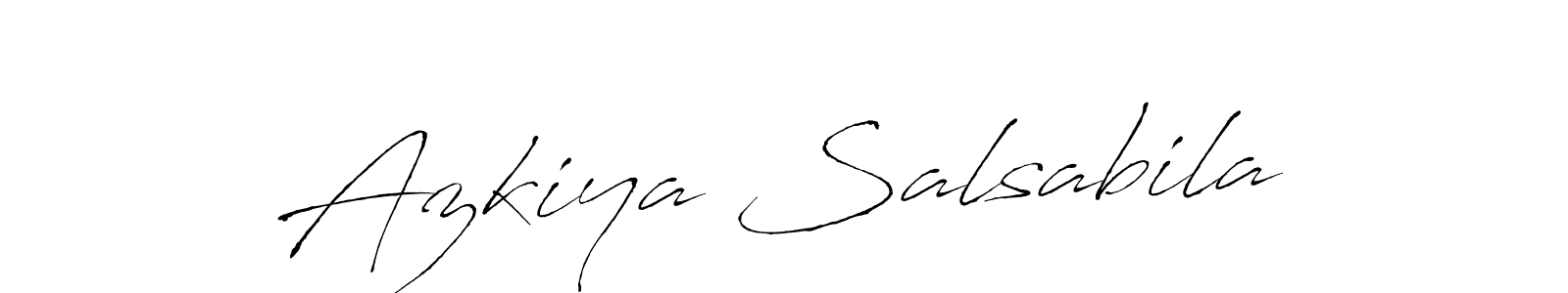 How to make Azkiya Salsabila name signature. Use Antro_Vectra style for creating short signs online. This is the latest handwritten sign. Azkiya Salsabila signature style 6 images and pictures png