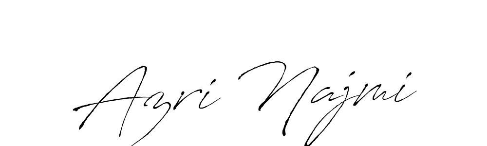 How to make Azri Najmi name signature. Use Antro_Vectra style for creating short signs online. This is the latest handwritten sign. Azri Najmi signature style 6 images and pictures png