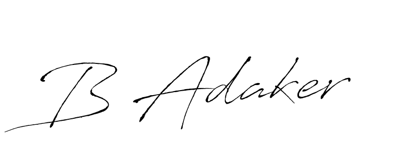 How to make B Adaker name signature. Use Antro_Vectra style for creating short signs online. This is the latest handwritten sign. B Adaker signature style 6 images and pictures png