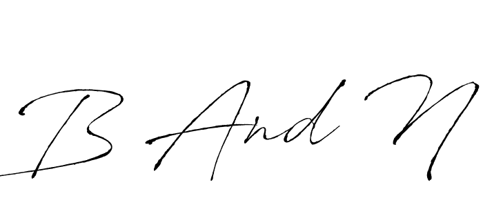 The best way (Antro_Vectra) to make a short signature is to pick only two or three words in your name. The name B And N include a total of six letters. For converting this name. B And N signature style 6 images and pictures png