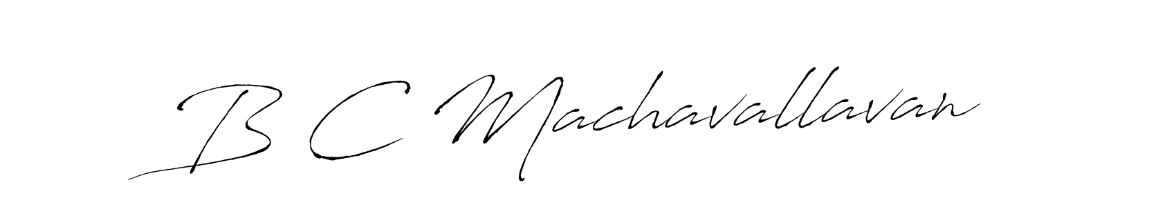 How to make B C Machavallavan name signature. Use Antro_Vectra style for creating short signs online. This is the latest handwritten sign. B C Machavallavan signature style 6 images and pictures png