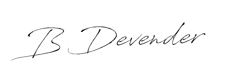 You should practise on your own different ways (Antro_Vectra) to write your name (B Devender) in signature. don't let someone else do it for you. B Devender signature style 6 images and pictures png