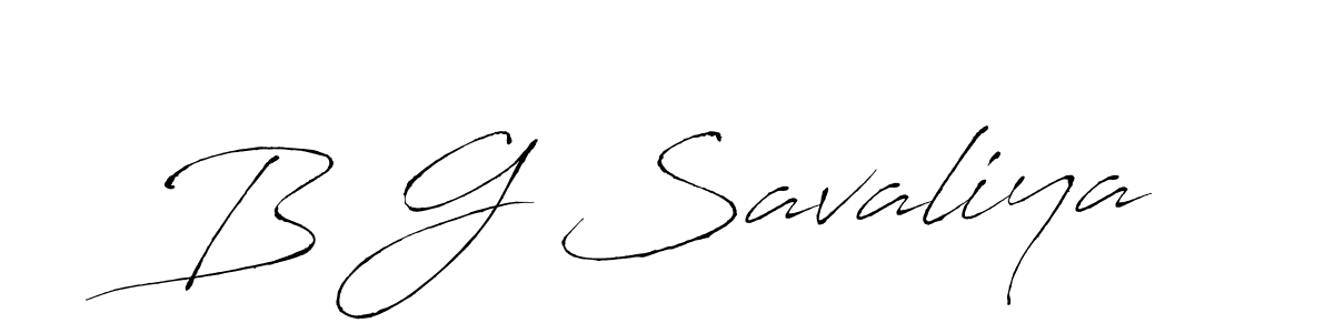 How to make B G Savaliya name signature. Use Antro_Vectra style for creating short signs online. This is the latest handwritten sign. B G Savaliya signature style 6 images and pictures png