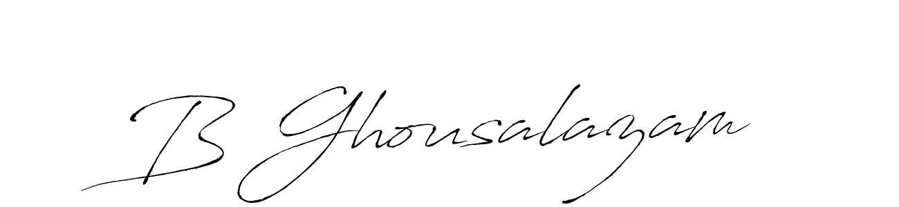 Make a beautiful signature design for name B Ghousalazam. With this signature (Antro_Vectra) style, you can create a handwritten signature for free. B Ghousalazam signature style 6 images and pictures png