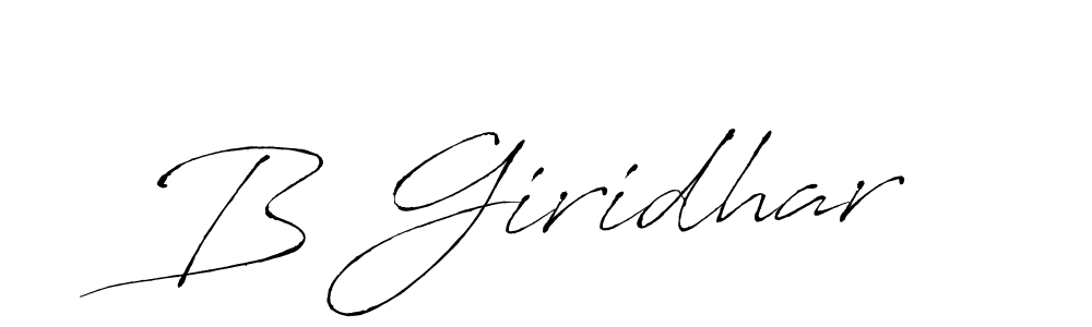 Design your own signature with our free online signature maker. With this signature software, you can create a handwritten (Antro_Vectra) signature for name B Giridhar. B Giridhar signature style 6 images and pictures png