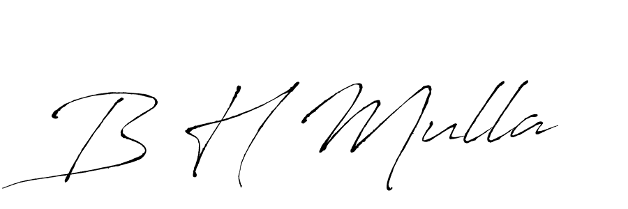 The best way (Antro_Vectra) to make a short signature is to pick only two or three words in your name. The name B H Mulla include a total of six letters. For converting this name. B H Mulla signature style 6 images and pictures png