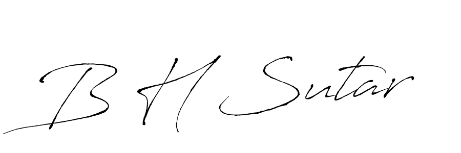 if you are searching for the best signature style for your name B H Sutar. so please give up your signature search. here we have designed multiple signature styles  using Antro_Vectra. B H Sutar signature style 6 images and pictures png