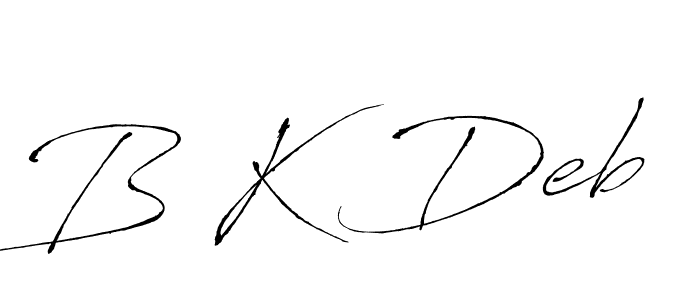 How to make B K Deb name signature. Use Antro_Vectra style for creating short signs online. This is the latest handwritten sign. B K Deb signature style 6 images and pictures png
