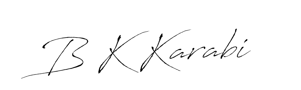 The best way (Antro_Vectra) to make a short signature is to pick only two or three words in your name. The name B K Karabi include a total of six letters. For converting this name. B K Karabi signature style 6 images and pictures png